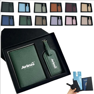 Pu Leather Passport Holder & Luggage Tag Set